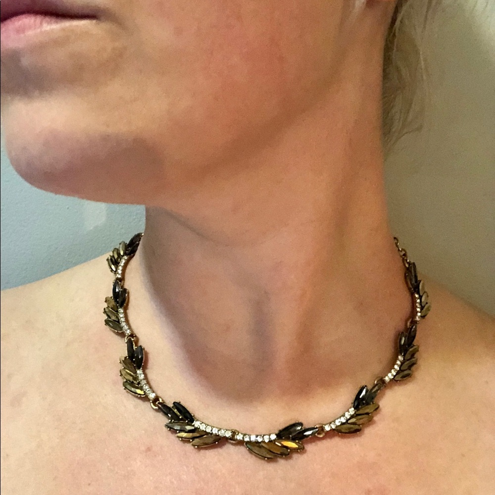 J. Crew Black and Gold leaf necklace